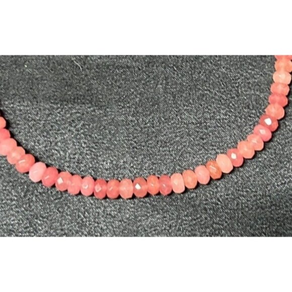 16"natural pink Rhodochrosite beaded necklace 925 tested - Picture 2 of 7